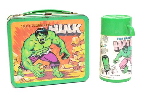 worth of vintage hulk metal lunch box|avengers backpack and lunchbox.